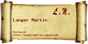Langer Martin névjegykártya